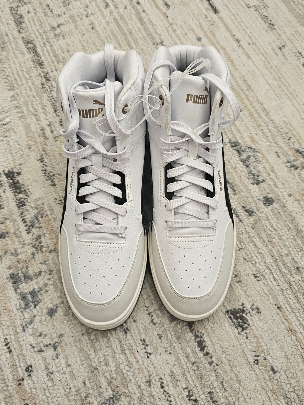Puma Men's White High-Top Sneakers with Black Accent Size 10.5 - Picture 2 of 7